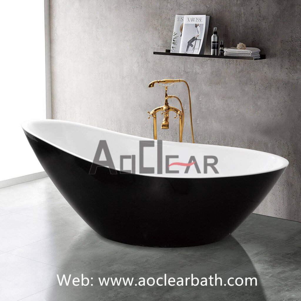 black freestanding bathtub